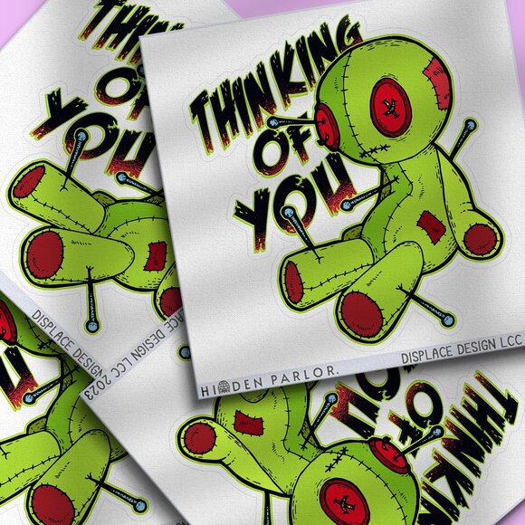 3pc - Thinking of You Voodoo Doll Sticker Decal Pack – Tumbler, Laptop - Picture 1 of 8